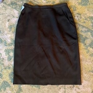 Vintage Burberry Classic Olive Green Wool & Silk Pencil Skirt